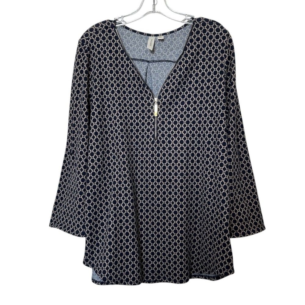 Tacera Midnight Blue and Tan Knit Tunic